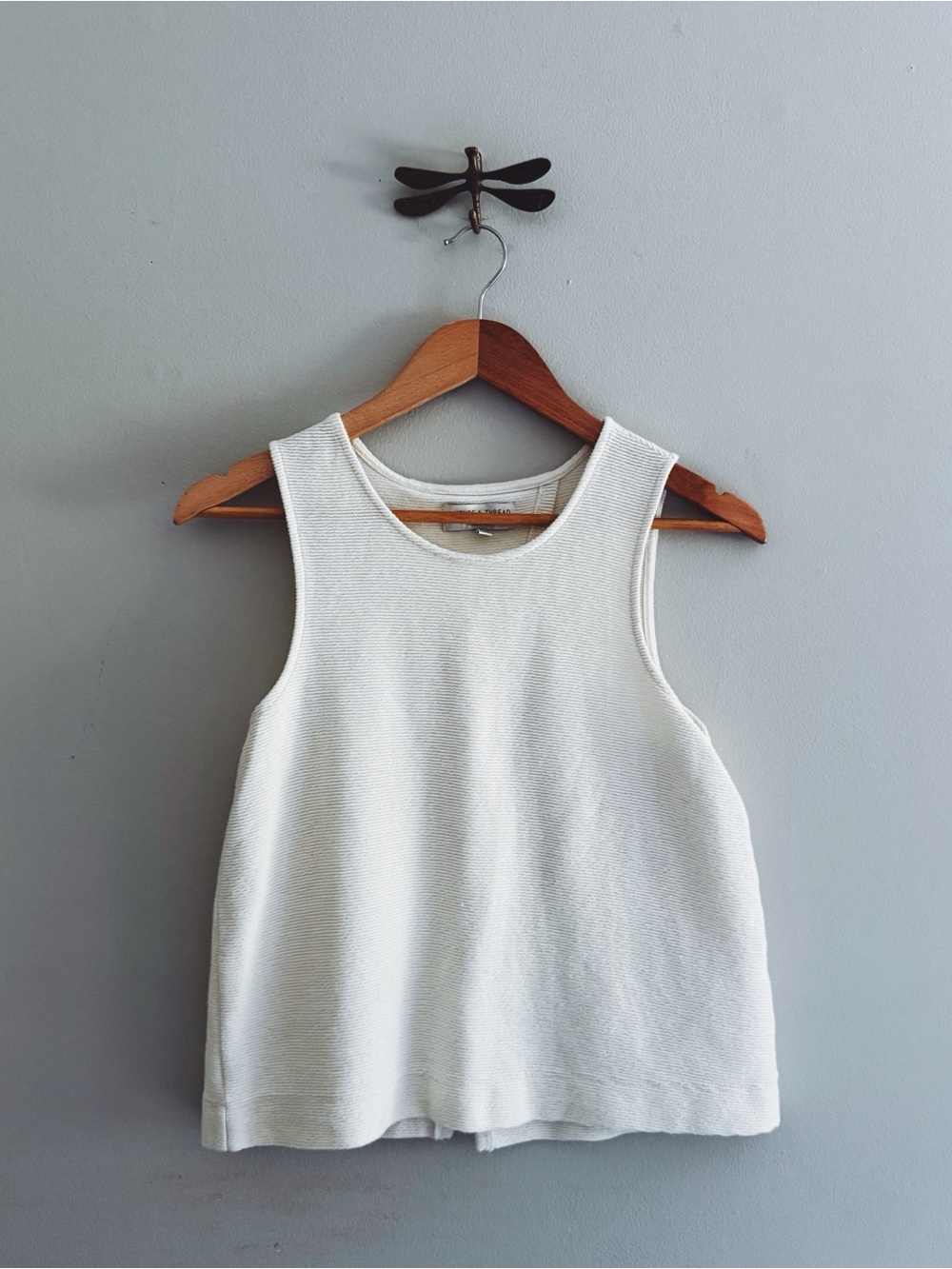 Madewell White Cream Textured Sleeveless Open Back Top Small